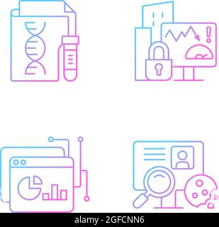 Sensitive data types gradient linear vector icons set Stock Vector