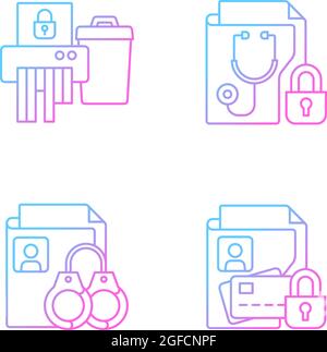 Information sensitivity gradient linear vector icons set Stock Vector