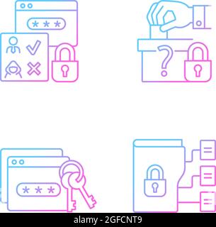 Data sensitivity gradient linear vector icons set Stock Vector