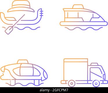 Booked taxi service gradient linear vector icons set Stock Vector