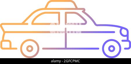 Retro taxi car gradient linear vector icon Stock Vector