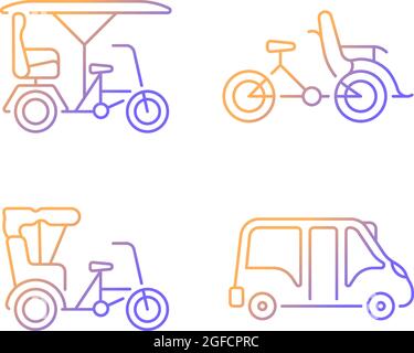 Vehicle for hire gradient linear vector icons set Stock Vector
