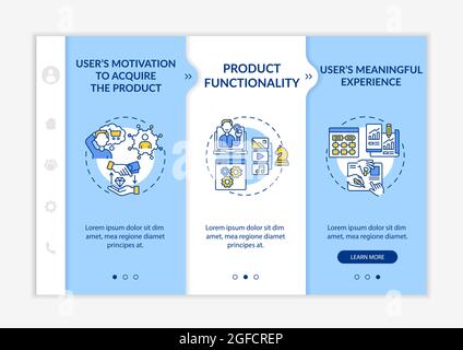UX improvement onboarding vector template Stock Vector