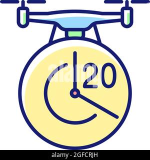 Maximum flight time RGB color manual label icon Stock Vector