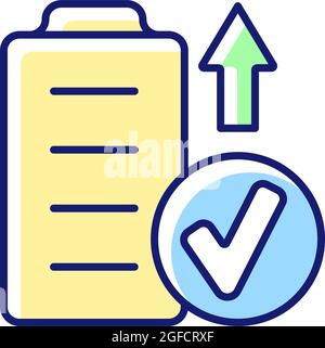 Fly with fully charged battery RGB color manual label icon Stock Vector