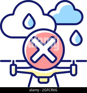 Dont fly when heavy rain RGB color manual label icon Stock Vector