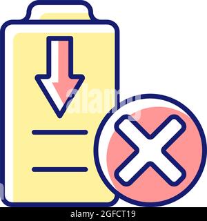 Dont fully drain batteries RGB color manual label icon Stock Vector