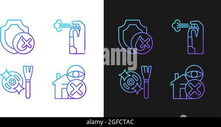 Drone guide gradient manual label icons set for dark and light mode Stock Vector