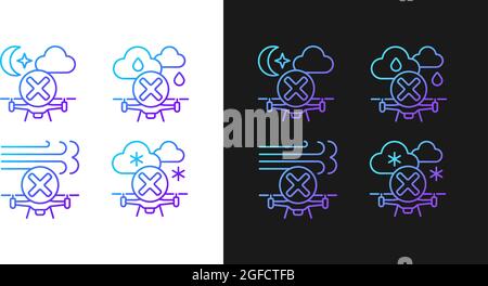 Aerial drone gradient manual label icons set for dark and light mode Stock Vector