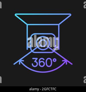 Full camera rotation gradient vector manual label icon for dark theme Stock Vector