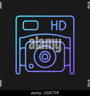 HD bottom camera gradient vector manual label icon for dark theme Stock Vector