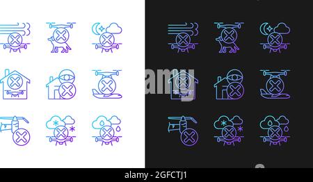 Drone rules gradient manual label icons set for dark and light mode Stock Vector