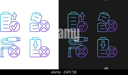 Quadcopter gradient manual label icons set for dark and light mode Stock Vector