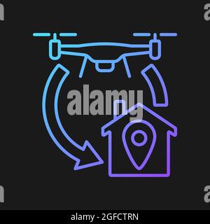 Return to home function gradient vector manual label icon for dark theme Stock Vector