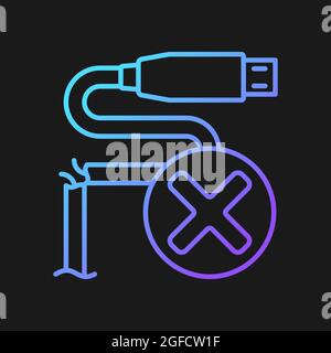 Dont use cracked cable gradient vector manual label icon for dark theme Stock Vector
