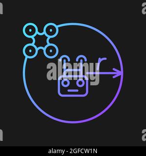 Control flight radius gradient vector manual label icon for dark theme Stock Vector