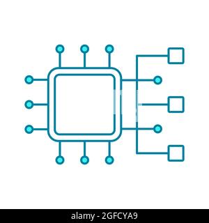 Clustering line icon. Interconnection of servers operating as a single system. Load balancer. Inter-connected computers that work together. Vector Stock Vector