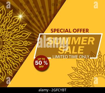 summer sale media background, Vector illustration for social media banner background, poster, shopping advertisement, marketing material Stock Vector