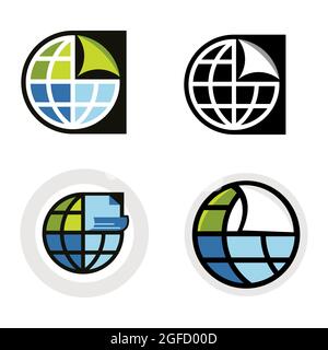modern style of set of international tech industries global globe logo design vector illustrations Stock Vector