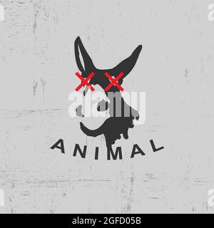simple negative style black donkey head logo design Vector illustration for exclusive branding clothing, bag etc Stock Vector