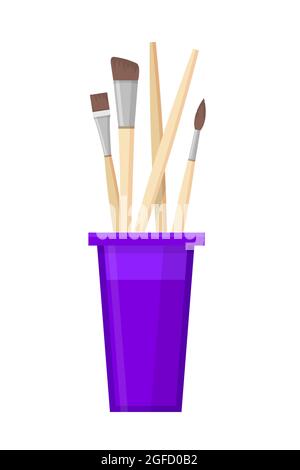 Watercolor paintbrushes flat vector illustration Stock Vector