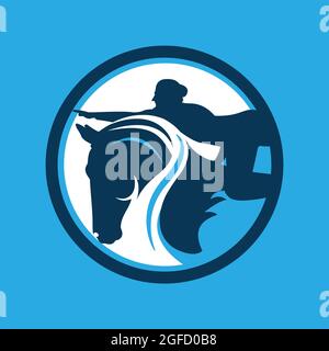 great creative dancing horse equestrian dressage logo design vector template illustrations Stock Vector