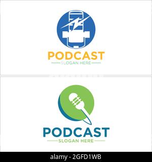 Podcast icon logo design vector Stock Vector