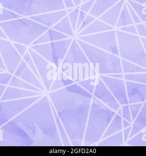 lavender seamless pattern with watercolor stains and polygonal line triangles, endless vector background. Stock Vector