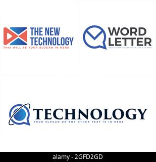 Technology with icon bubble chat logo design Stock Vector