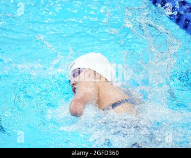 Tokyo, Japan. 25th Aug, 2021. Xu Jialing of China competes during the Woman's 400m Freestyle S9 final of swimming at the Tokyo 2020 Paralympic Games in Tokyo, Japan, Aug. 25, 2021. Credit: Cai Yang/Xinhua/Alamy Live News