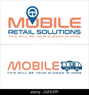 Mobile service with pin map and car logo design Stock Vector