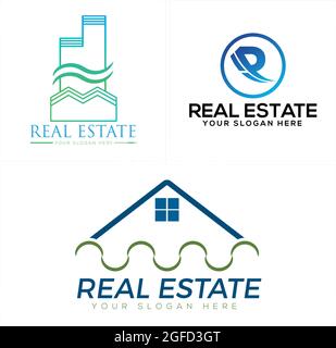 Real estate mortgage building logo design Stock Vector