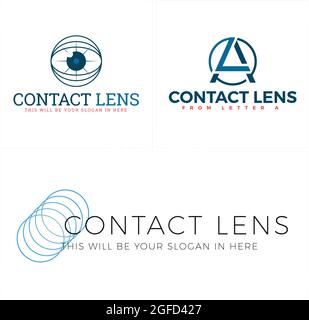 Medical eye care contact lens costume clinic logo design Stock Vector