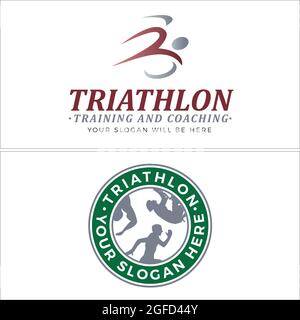 Sport coaching label club training logo design Stock Vector