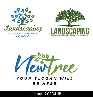 Tree nature vector icon logo design landscaping Stock Vector