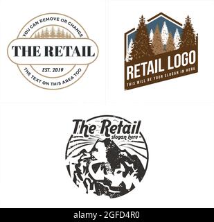 Vintage emblem logo producers industry forests adventure outdoor Stock Vector