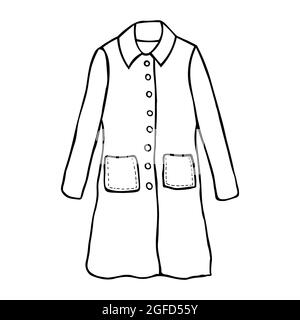 Vector sketch illustration. Women's coat, Fashion flat sketch. Over coat for unisex drawing. Stock Vector