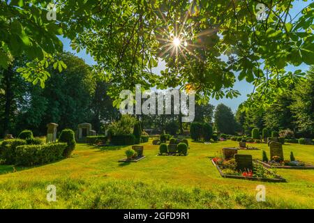 Cemetery of the country town Garding, peninsula Eiderstedt, North Frisia, Federal State Schleswig-Holstein, North Germany Stock Photo