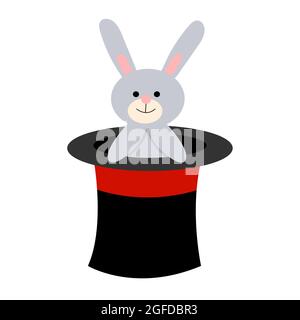 Cartoon vector illustration for children, a hare in a hat, a circus. isolated on a white background. Stock Vector