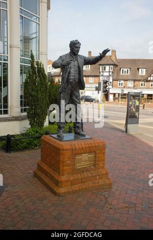 Statue of Ralph Vaughan Williams the conductor outside the Dorking Halls music venue Stock Photo