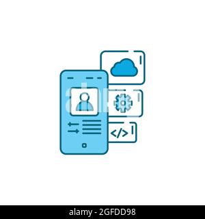 Application functions color line icon. Pictogram for web page, mobile app, promo. UI UX GUI design element. Stock Vector