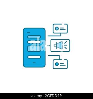 Notification configuration color line icon. Adding push notification settings. UI UX GUI design element. Editable stroke. Stock Vector