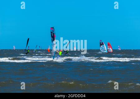 Multivan Windsurf Cup, St.-Peter-Ording, peninsula Eiderstedt, North Frisia, Schleswig-Holstein, Germany Stock Photo