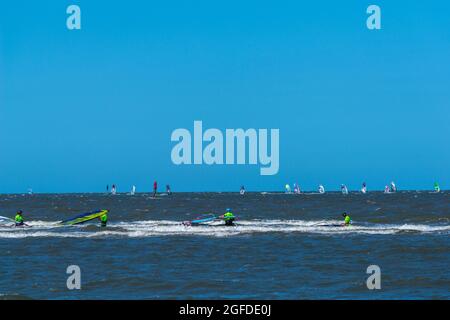 Multivan Windsurf Cup, St.-Peter-Ording, peninsula Eiderstedt, North Frisia, Schleswig-Holstein, Germany Stock Photo