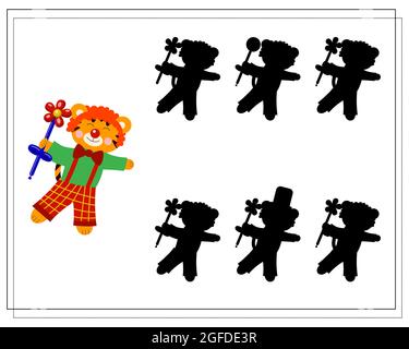 Find a circus clown silhouette, kids game or riddle to match shadow ...