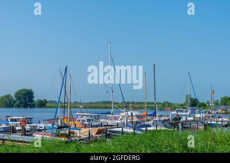 Small clountry town Süderstapel on the Eider River, landscape of Stapelholm, Federal State of Schleswig-Holstein, North Germany Stock Photo