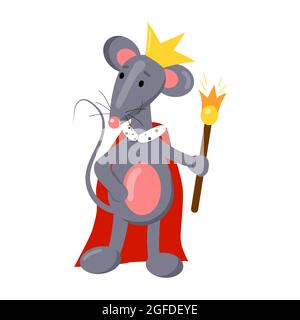 Cartoon vector illustration for children, mouse, rat king. isolated on a white background. Stock Vector