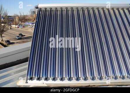 Evacuated tube solar collector Stock Photo - Alamy
