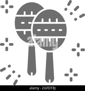 Vector maracas, mexican musical instruments, rattles grey icon. Symbol and sign illustration design. Isolated on white background Stock Vector