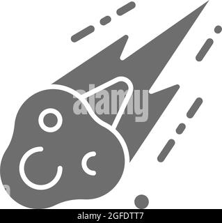 Vector meteorite, meteor rain fall grey icon. Stock Vector